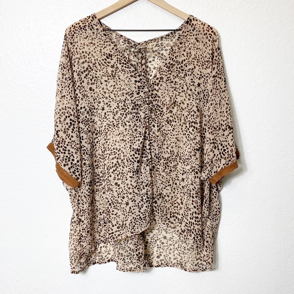 Free People Sleepin In Leopard Shirt XS Women Top